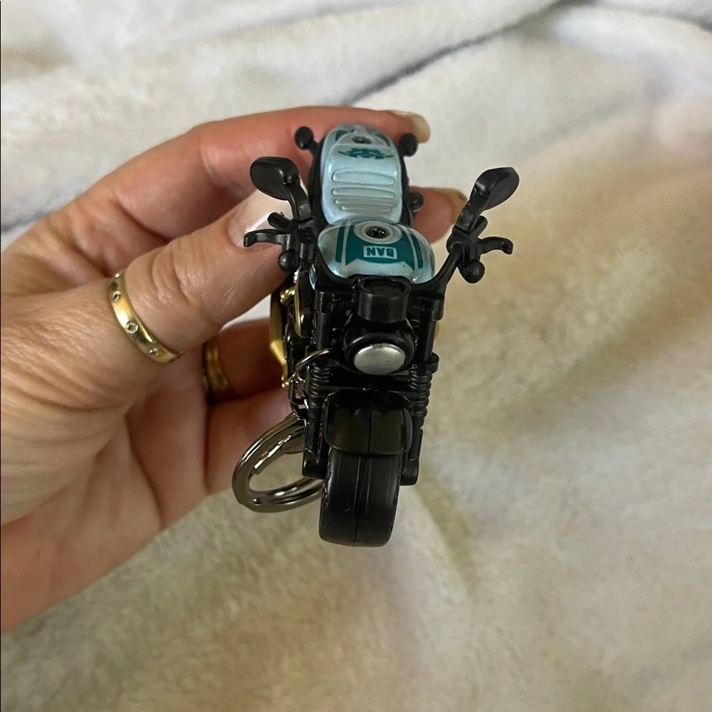 Parker Motorcycle Keychain with Blue and Black Design new claw clasp